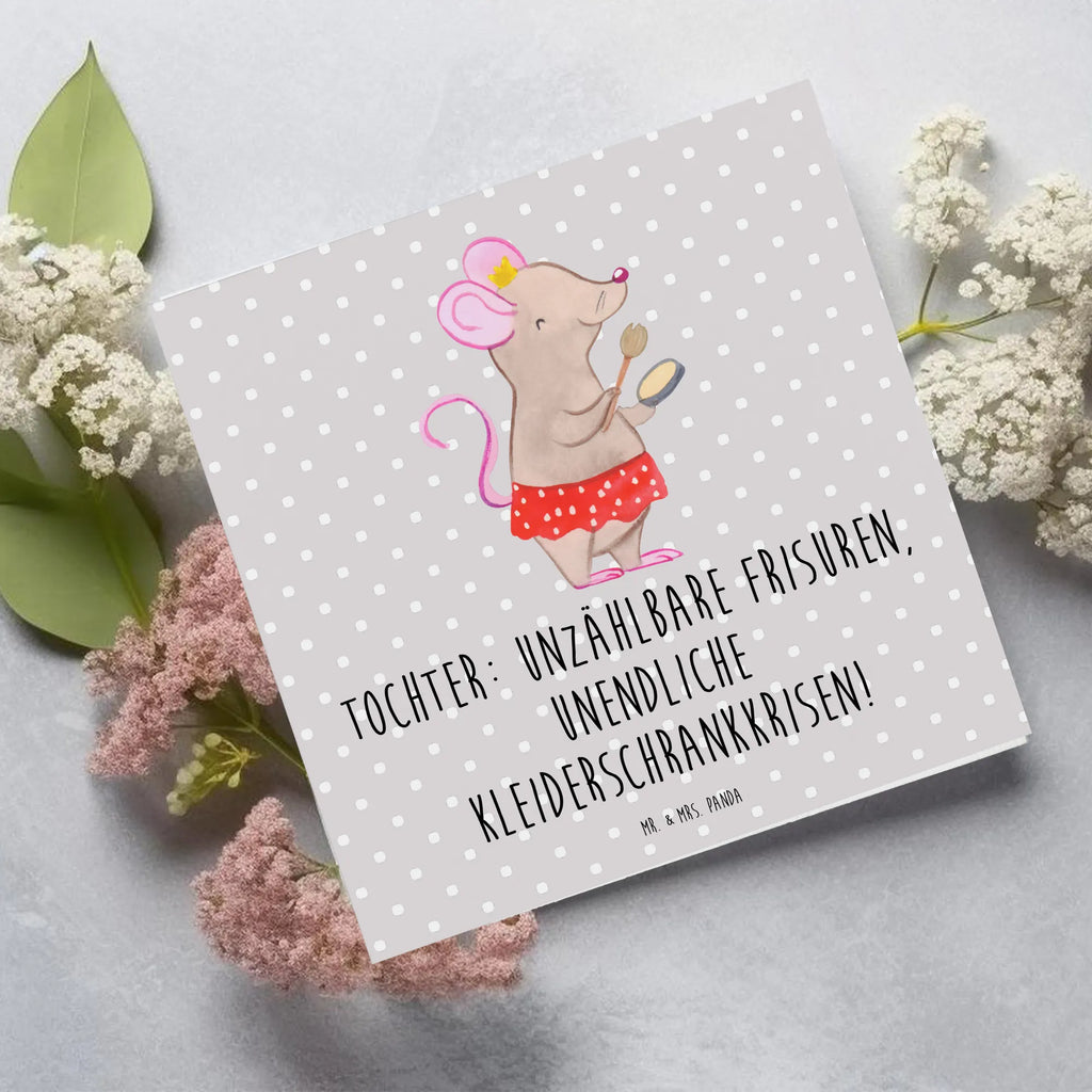 Deluxe Card Tochter: Unzählbare Frisuren, unendliche Kleiderschrankkrisen! Karte, Grußkarte, Klappkarte, Hochwertige Grußkarte, Glückwunschkarte, Geburtstagskarte, Einladungskarte, Hochzeitskarte, Hochwertige Klappkarte, Familie, Vatertag, Muttertag, Bruder, Schwester, Mama, Papa, Oma, Opa