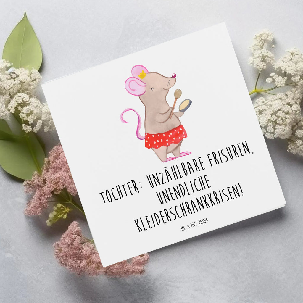 Deluxe Card Tochter: Unzählbare Frisuren, unendliche Kleiderschrankkrisen! Karte, Grußkarte, Klappkarte, Hochwertige Grußkarte, Glückwunschkarte, Geburtstagskarte, Einladungskarte, Hochzeitskarte, Hochwertige Klappkarte, Familie, Vatertag, Muttertag, Bruder, Schwester, Mama, Papa, Oma, Opa