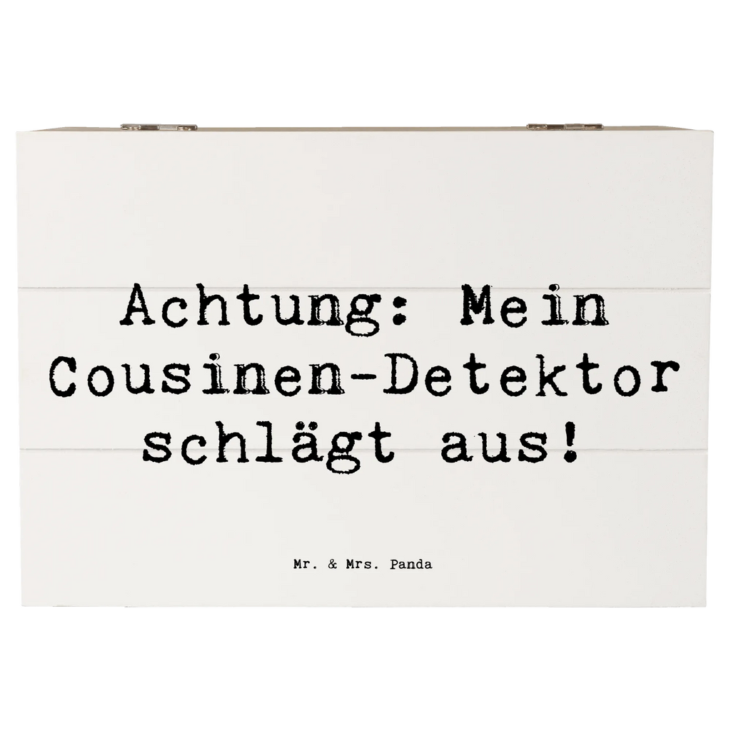 Holzkiste Spruch Cousinen-Detektor XXL, Kiste, Holzkiste, Truhe, Geschenkdose, Aufbewahrungsbox, Schatzkiste, Dekokiste, Erinnerungskiste, Schatulle, Geschenkbox, Erinnerungsbox, Familie, Vatertag, Muttertag, Bruder, Schwester, Mama, Papa, Oma, Opa