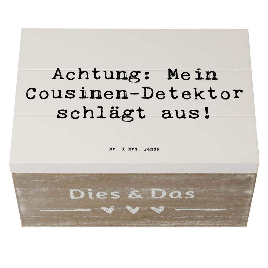 Holzkiste Spruch Cousinen-Detektor XXL, Kiste, Holzkiste, Truhe, Geschenkdose, Aufbewahrungsbox, Schatzkiste, Dekokiste, Erinnerungskiste, Schatulle, Geschenkbox, Erinnerungsbox, Familie, Vatertag, Muttertag, Bruder, Schwester, Mama, Papa, Oma, Opa
