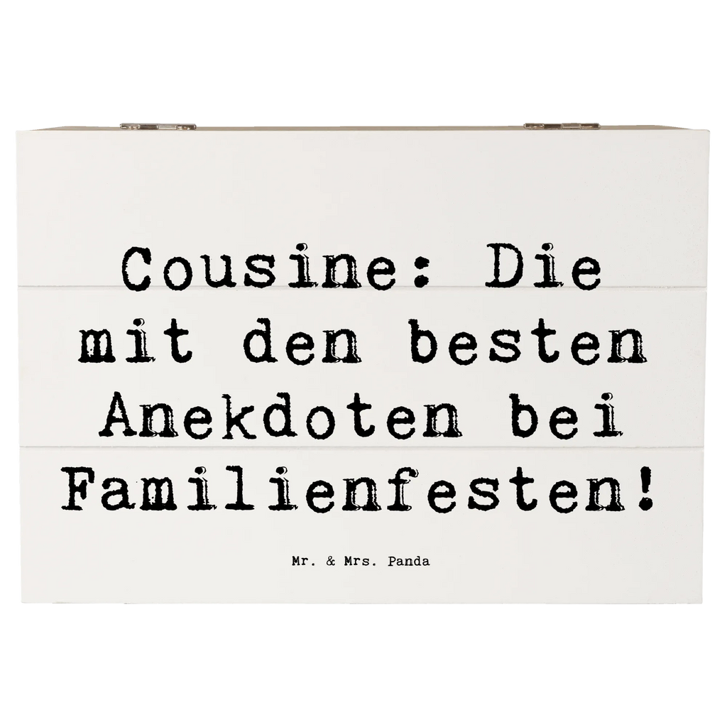 Holzkiste Spruch Cousine Anekdoten Schatulle, Geschenkbox, XXL, Erinnerungskiste, Dekokiste, Erinnerungsbox, Aufbewahrungsbox, Truhe, Holzkiste, Geschenkdose, Schatzkiste, Kiste, Familie, Vatertag, Muttertag, Bruder, Schwester, Mama, Papa, Oma, Opa
