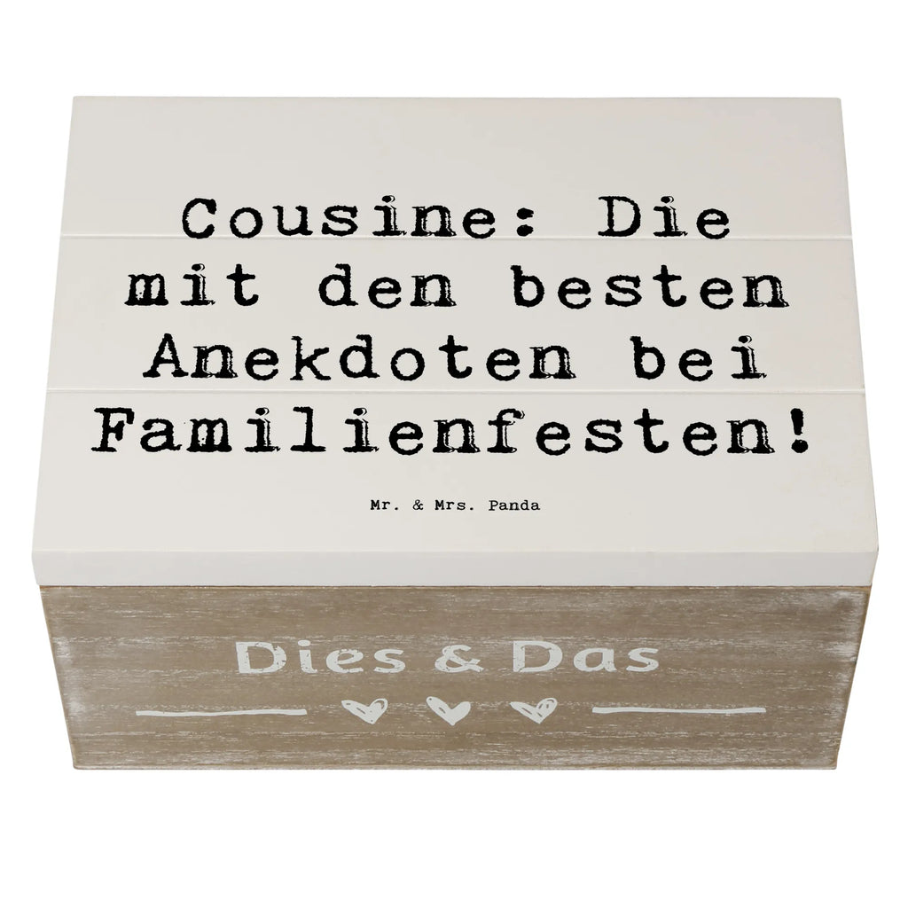 Holzkiste Spruch Cousine Anekdoten Schatulle, Geschenkbox, XXL, Erinnerungskiste, Dekokiste, Erinnerungsbox, Aufbewahrungsbox, Truhe, Holzkiste, Geschenkdose, Schatzkiste, Kiste, Familie, Vatertag, Muttertag, Bruder, Schwester, Mama, Papa, Oma, Opa