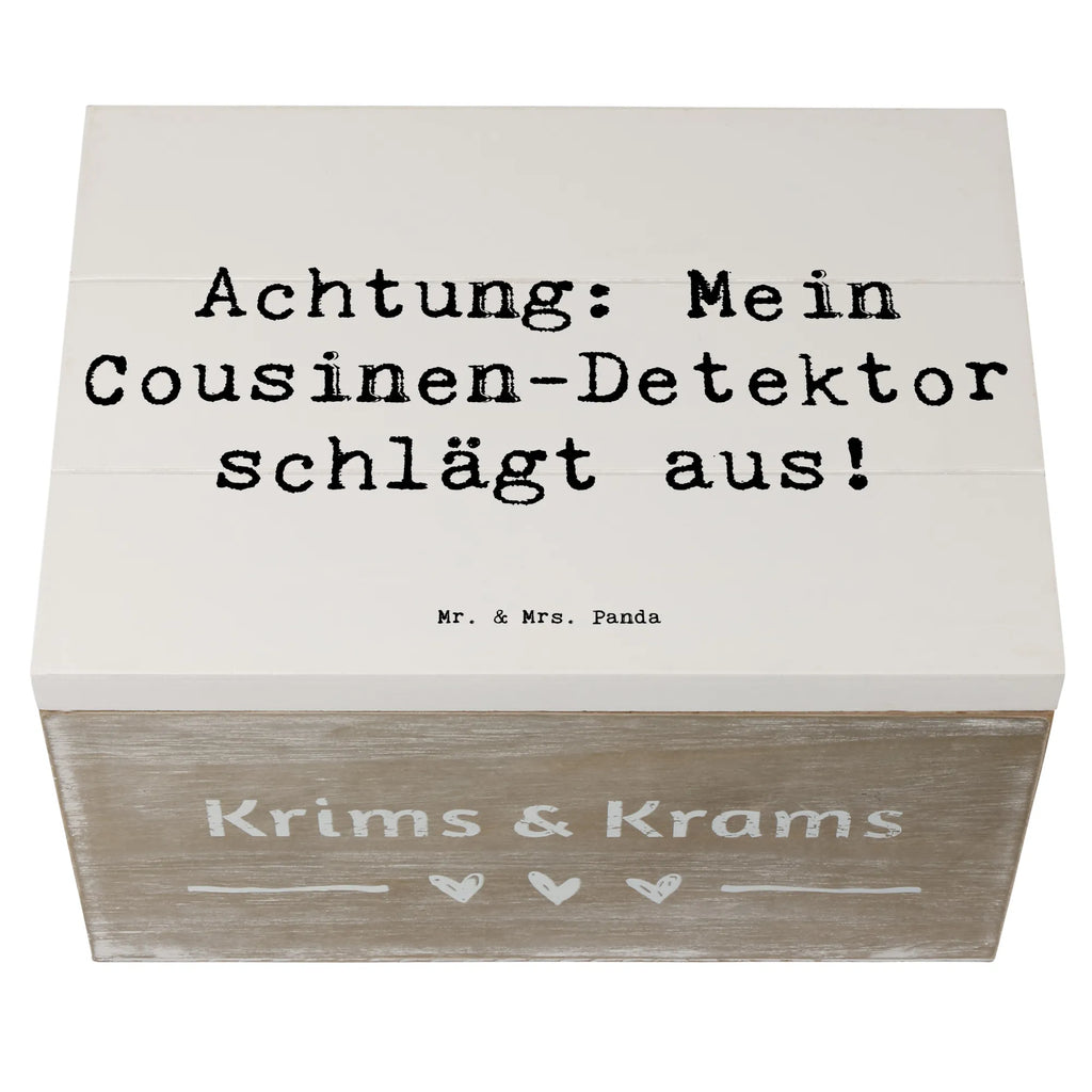 Holzkiste Spruch Cousinen-Detektor XXL, Kiste, Holzkiste, Truhe, Geschenkdose, Aufbewahrungsbox, Schatzkiste, Dekokiste, Erinnerungskiste, Schatulle, Geschenkbox, Erinnerungsbox, Familie, Vatertag, Muttertag, Bruder, Schwester, Mama, Papa, Oma, Opa
