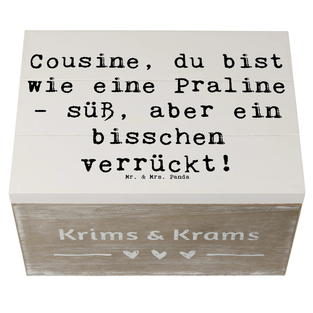 Holzkiste Spruch Cousine Praline Kiste, Truhe, XXL, Geschenkdose, Aufbewahrungsbox, Schatulle, Holzkiste, Geschenkbox, Schatzkiste, Dekokiste, Erinnerungsbox, Erinnerungskiste, Familie, Vatertag, Muttertag, Bruder, Schwester, Mama, Papa, Oma, Opa