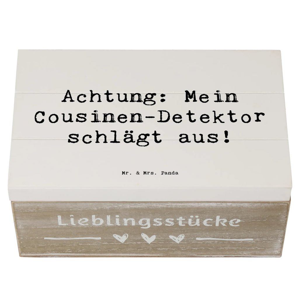 Holzkiste Spruch Cousinen-Detektor XXL, Kiste, Holzkiste, Truhe, Geschenkdose, Aufbewahrungsbox, Schatzkiste, Dekokiste, Erinnerungskiste, Schatulle, Geschenkbox, Erinnerungsbox, Familie, Vatertag, Muttertag, Bruder, Schwester, Mama, Papa, Oma, Opa