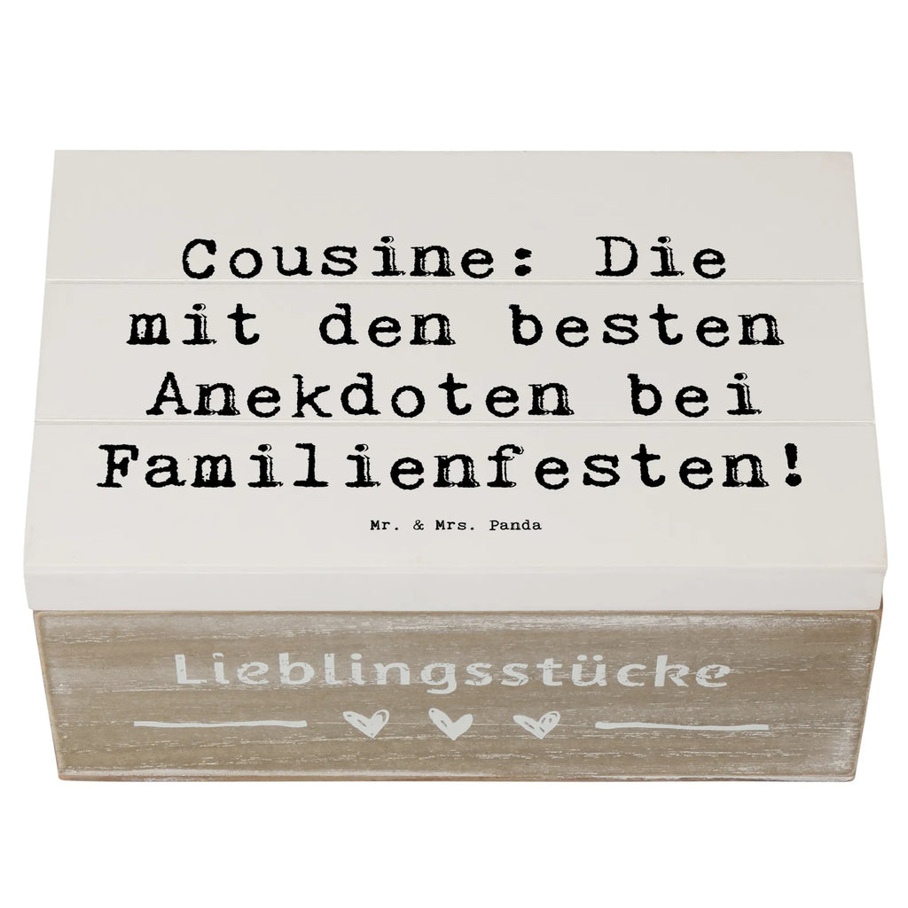 Holzkiste Spruch Cousine Anekdoten Schatulle, Geschenkbox, XXL, Erinnerungskiste, Dekokiste, Erinnerungsbox, Aufbewahrungsbox, Truhe, Holzkiste, Geschenkdose, Schatzkiste, Kiste, Familie, Vatertag, Muttertag, Bruder, Schwester, Mama, Papa, Oma, Opa