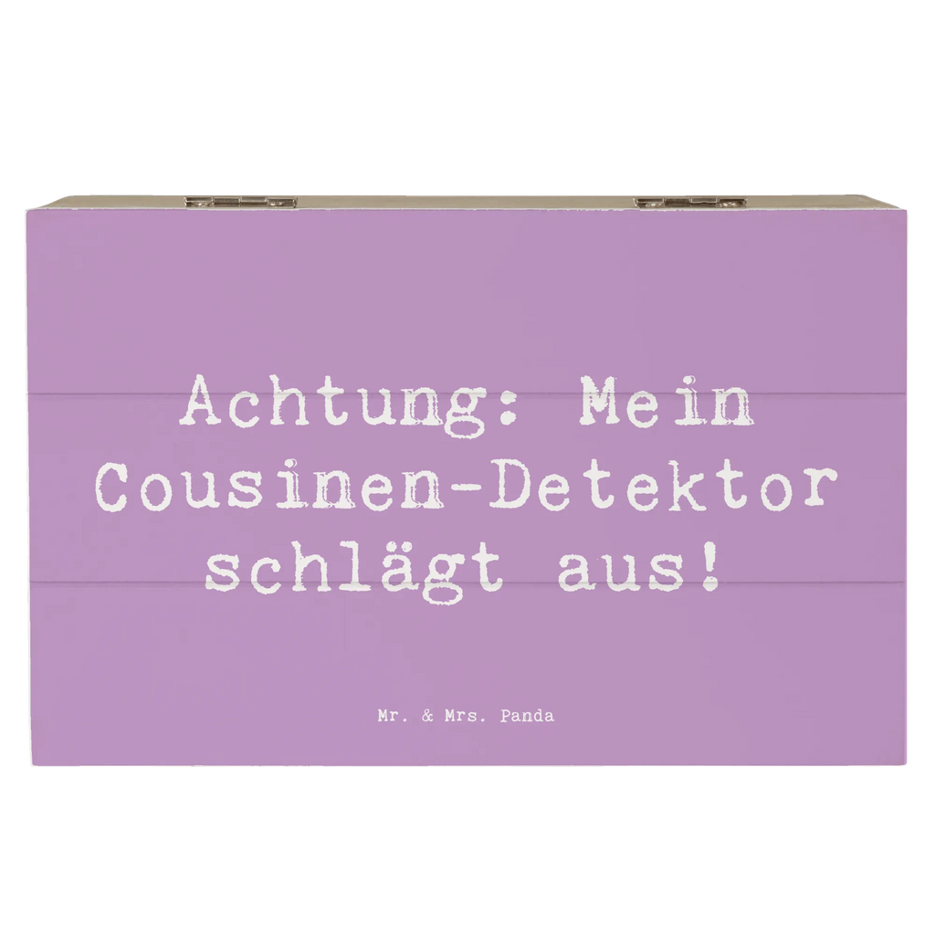 Holzkiste Spruch Cousinen-Detektor XXL, Kiste, Holzkiste, Truhe, Geschenkdose, Aufbewahrungsbox, Schatzkiste, Dekokiste, Erinnerungskiste, Schatulle, Geschenkbox, Erinnerungsbox, Familie, Vatertag, Muttertag, Bruder, Schwester, Mama, Papa, Oma, Opa