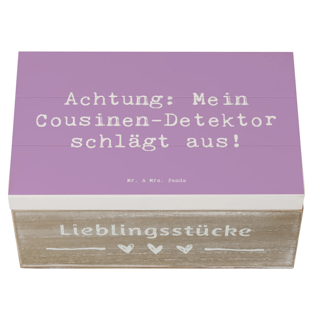Holzkiste Spruch Cousinen-Detektor XXL, Kiste, Holzkiste, Truhe, Geschenkdose, Aufbewahrungsbox, Schatzkiste, Dekokiste, Erinnerungskiste, Schatulle, Geschenkbox, Erinnerungsbox, Familie, Vatertag, Muttertag, Bruder, Schwester, Mama, Papa, Oma, Opa