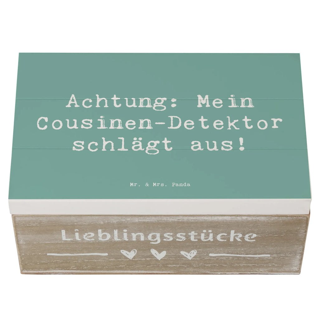 Holzkiste Spruch Cousinen-Detektor XXL, Kiste, Holzkiste, Truhe, Geschenkdose, Aufbewahrungsbox, Schatzkiste, Dekokiste, Erinnerungskiste, Schatulle, Geschenkbox, Erinnerungsbox, Familie, Vatertag, Muttertag, Bruder, Schwester, Mama, Papa, Oma, Opa