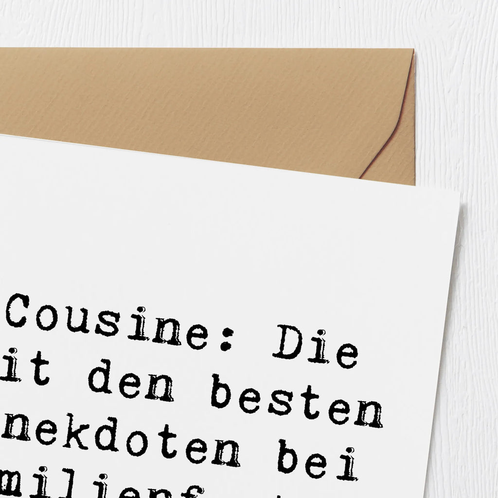 Deluxe Karte Spruch Cousine Anekdoten Klappkarte, Hochwertige Grußkarte, Grußkarte, Glückwunschkarte, Karte, Hochwertige Klappkarte, Einladungskarte, Hochzeitskarte, Geburtstagskarte, Familie, Vatertag, Muttertag, Bruder, Schwester, Mama, Papa, Oma, Opa