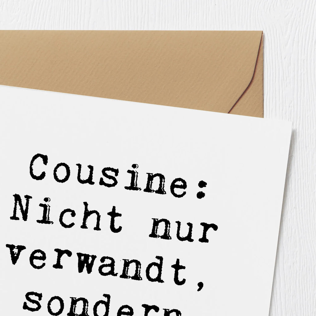 Deluxe Card Saying Cousine: Nicht nur verwandt, sondern verblüffend! Geburtstagskarte, Hochwertige Grußkarte, Karte, Hochwertige Klappkarte, Hochzeitskarte, Grußkarte, Einladungskarte, Glückwunschkarte, Klappkarte, Familie, Vatertag, Muttertag, Bruder, Schwester, Mama, Papa, Oma, Opa