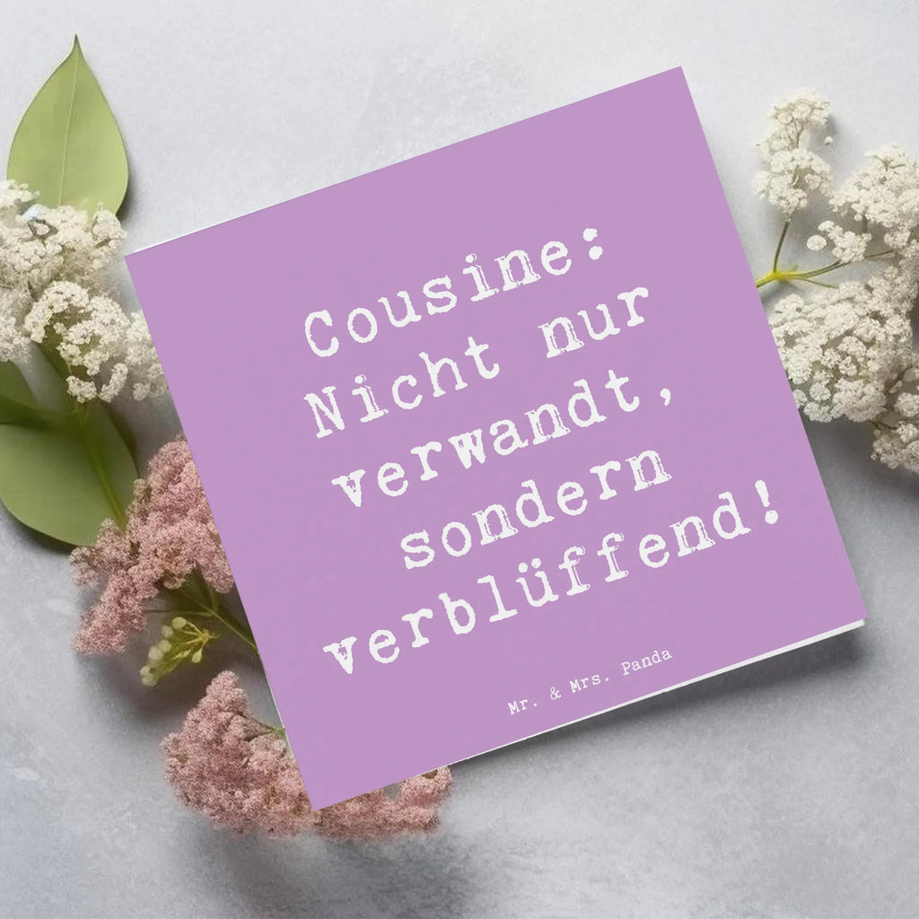 Deluxe Card Saying Cousine: Nicht nur verwandt, sondern verblüffend! Geburtstagskarte, Hochwertige Grußkarte, Karte, Hochwertige Klappkarte, Hochzeitskarte, Grußkarte, Einladungskarte, Glückwunschkarte, Klappkarte, Familie, Vatertag, Muttertag, Bruder, Schwester, Mama, Papa, Oma, Opa