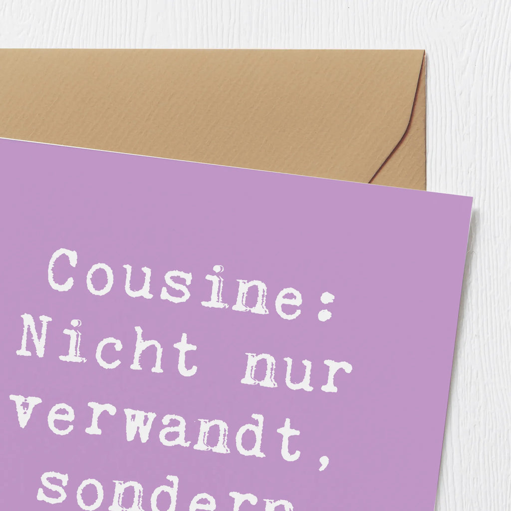 Deluxe Card Saying Cousine: Nicht nur verwandt, sondern verblüffend! Geburtstagskarte, Hochwertige Grußkarte, Karte, Hochwertige Klappkarte, Hochzeitskarte, Grußkarte, Einladungskarte, Glückwunschkarte, Klappkarte, Familie, Vatertag, Muttertag, Bruder, Schwester, Mama, Papa, Oma, Opa