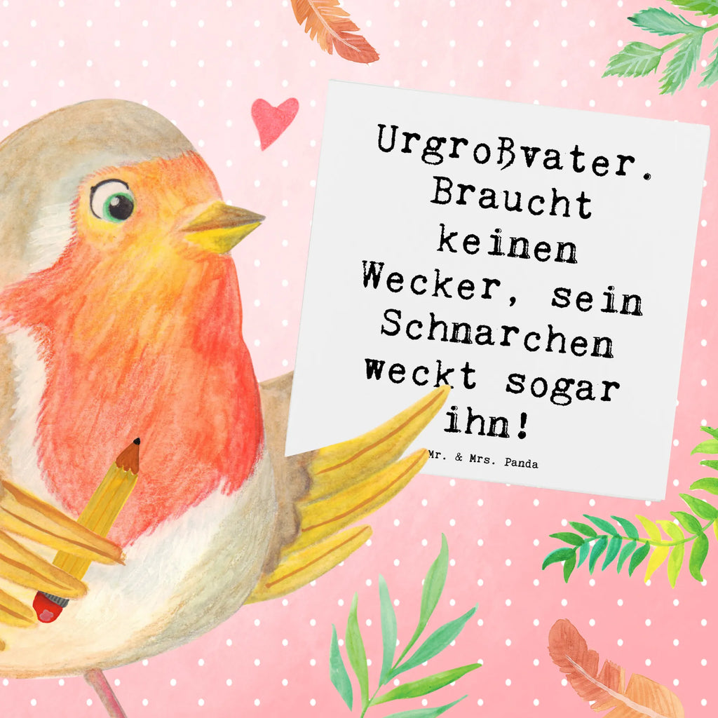 Deluxe Card Saying Urgroßvater. Braucht keinen Wecker, sein Schnarchen weckt sogar ihn! Hochwertige Klappkarte, Karte, Hochzeitskarte, Einladungskarte, Hochwertige Grußkarte, Glückwunschkarte, Klappkarte, Geburtstagskarte, Grußkarte, Familie, Vatertag, Muttertag, Bruder, Schwester, Mama, Papa, Oma, Opa