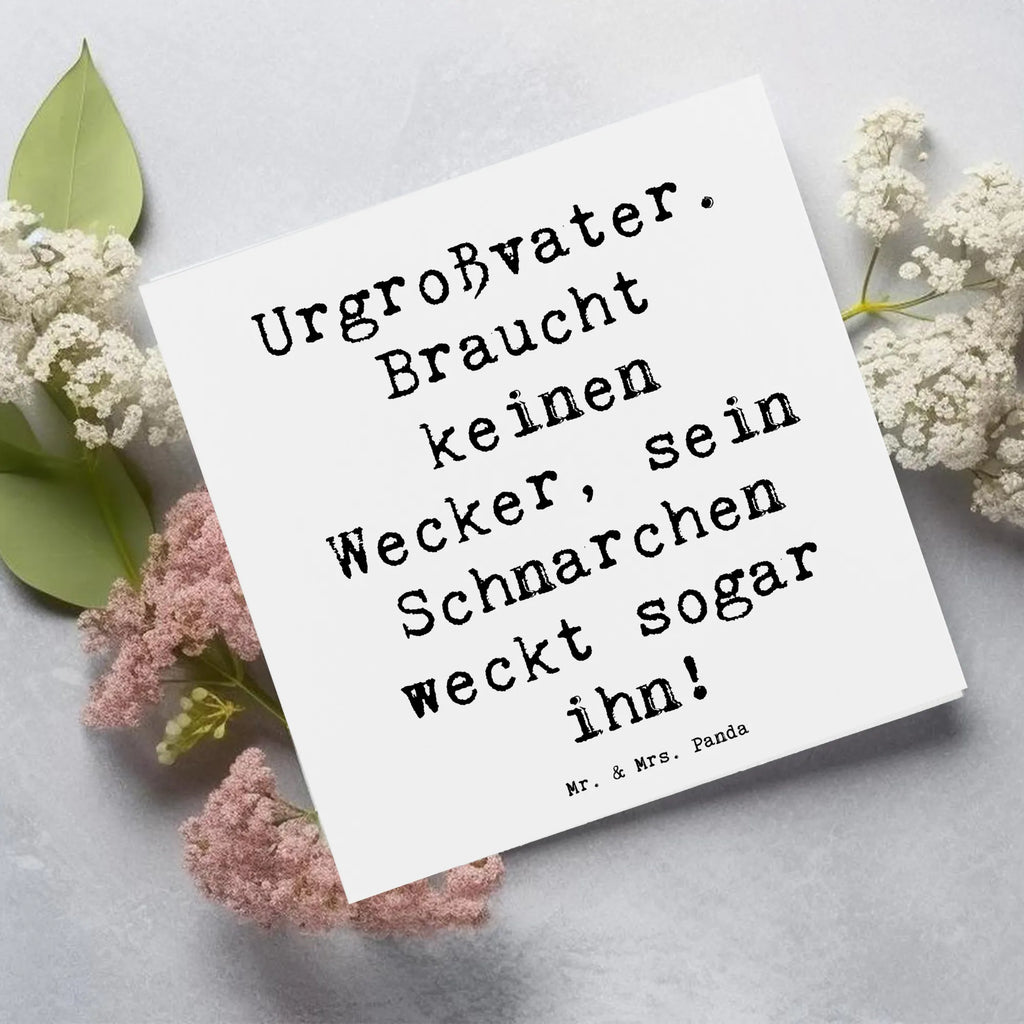 Deluxe Card Saying Urgroßvater. Braucht keinen Wecker, sein Schnarchen weckt sogar ihn! Hochwertige Klappkarte, Karte, Hochzeitskarte, Einladungskarte, Hochwertige Grußkarte, Glückwunschkarte, Klappkarte, Geburtstagskarte, Grußkarte, Familie, Vatertag, Muttertag, Bruder, Schwester, Mama, Papa, Oma, Opa