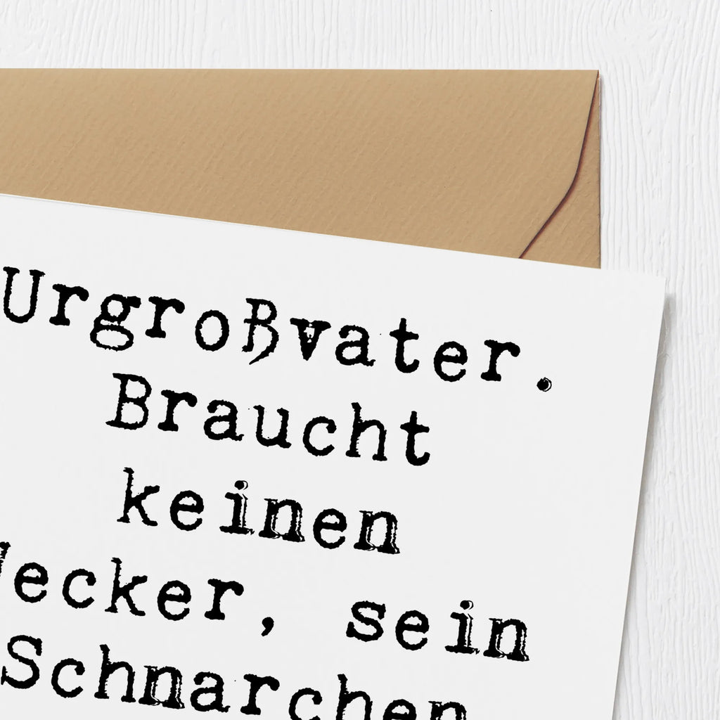 Deluxe Card Saying Urgroßvater. Braucht keinen Wecker, sein Schnarchen weckt sogar ihn! Hochwertige Klappkarte, Karte, Hochzeitskarte, Einladungskarte, Hochwertige Grußkarte, Glückwunschkarte, Klappkarte, Geburtstagskarte, Grußkarte, Familie, Vatertag, Muttertag, Bruder, Schwester, Mama, Papa, Oma, Opa