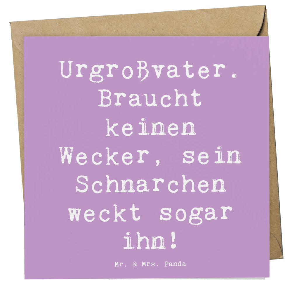 Deluxe Card Saying Urgroßvater. Braucht keinen Wecker, sein Schnarchen weckt sogar ihn! Hochwertige Klappkarte, Karte, Hochzeitskarte, Einladungskarte, Hochwertige Grußkarte, Glückwunschkarte, Klappkarte, Geburtstagskarte, Grußkarte, Familie, Vatertag, Muttertag, Bruder, Schwester, Mama, Papa, Oma, Opa