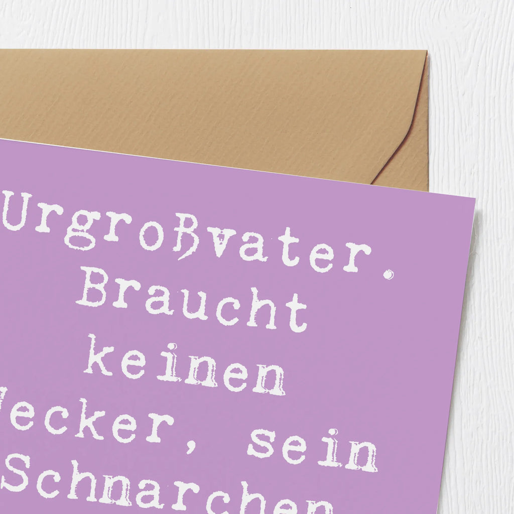 Deluxe Card Saying Urgroßvater. Braucht keinen Wecker, sein Schnarchen weckt sogar ihn! Hochwertige Klappkarte, Karte, Hochzeitskarte, Einladungskarte, Hochwertige Grußkarte, Glückwunschkarte, Klappkarte, Geburtstagskarte, Grußkarte, Familie, Vatertag, Muttertag, Bruder, Schwester, Mama, Papa, Oma, Opa