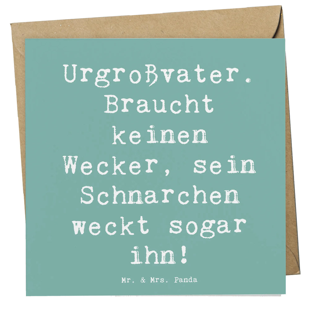 Deluxe Card Saying Urgroßvater. Braucht keinen Wecker, sein Schnarchen weckt sogar ihn! Hochwertige Klappkarte, Karte, Hochzeitskarte, Einladungskarte, Hochwertige Grußkarte, Glückwunschkarte, Klappkarte, Geburtstagskarte, Grußkarte, Familie, Vatertag, Muttertag, Bruder, Schwester, Mama, Papa, Oma, Opa