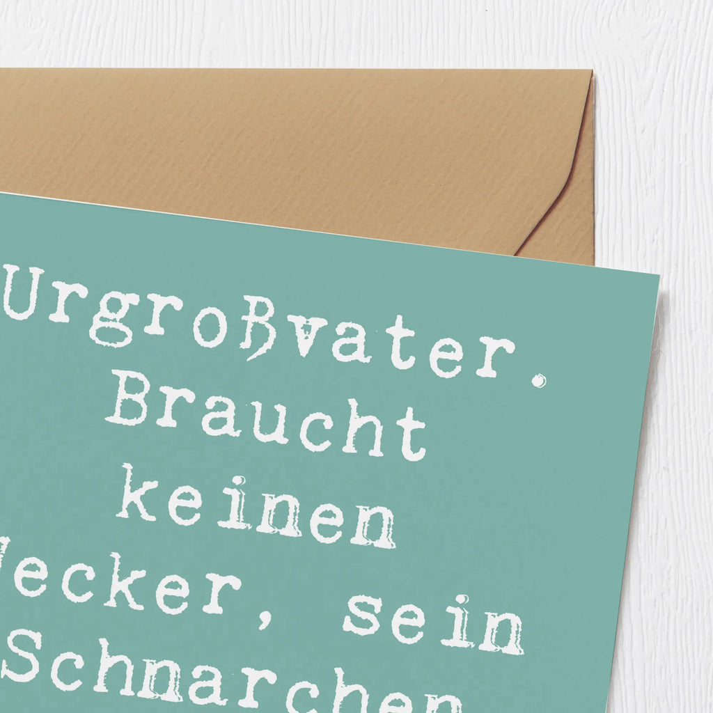 Deluxe Card Saying Urgroßvater. Braucht keinen Wecker, sein Schnarchen weckt sogar ihn! Hochwertige Klappkarte, Karte, Hochzeitskarte, Einladungskarte, Hochwertige Grußkarte, Glückwunschkarte, Klappkarte, Geburtstagskarte, Grußkarte, Familie, Vatertag, Muttertag, Bruder, Schwester, Mama, Papa, Oma, Opa
