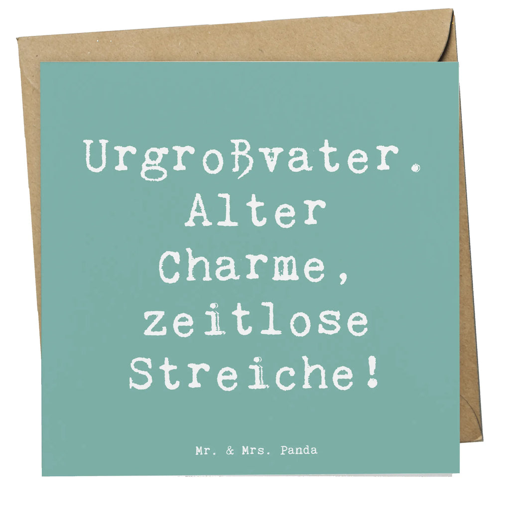 Deluxe Karte Spruch Urgroßvater Charme Geburtstagskarte, Hochwertige Klappkarte, Glückwunschkarte, Karte, Hochwertige Grußkarte, Einladungskarte, Hochzeitskarte, Klappkarte, Grußkarte, Familie, Vatertag, Muttertag, Bruder, Schwester, Mama, Papa, Oma, Opa