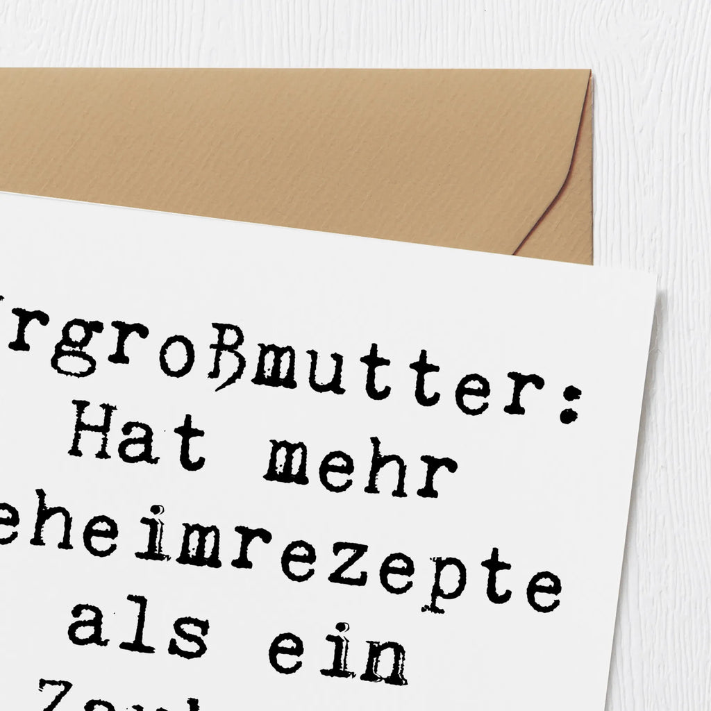 Deluxe Card Saying Urgroßmutter: Hat mehr Geheimrezepte als ein Zauberer Tricks! Hochwertige Klappkarte, Hochwertige Grußkarte, Hochzeitskarte, Einladungskarte, Klappkarte, Geburtstagskarte, Grußkarte, Glückwunschkarte, Karte, Familie, Vatertag, Muttertag, Bruder, Schwester, Mama, Papa, Oma, Opa