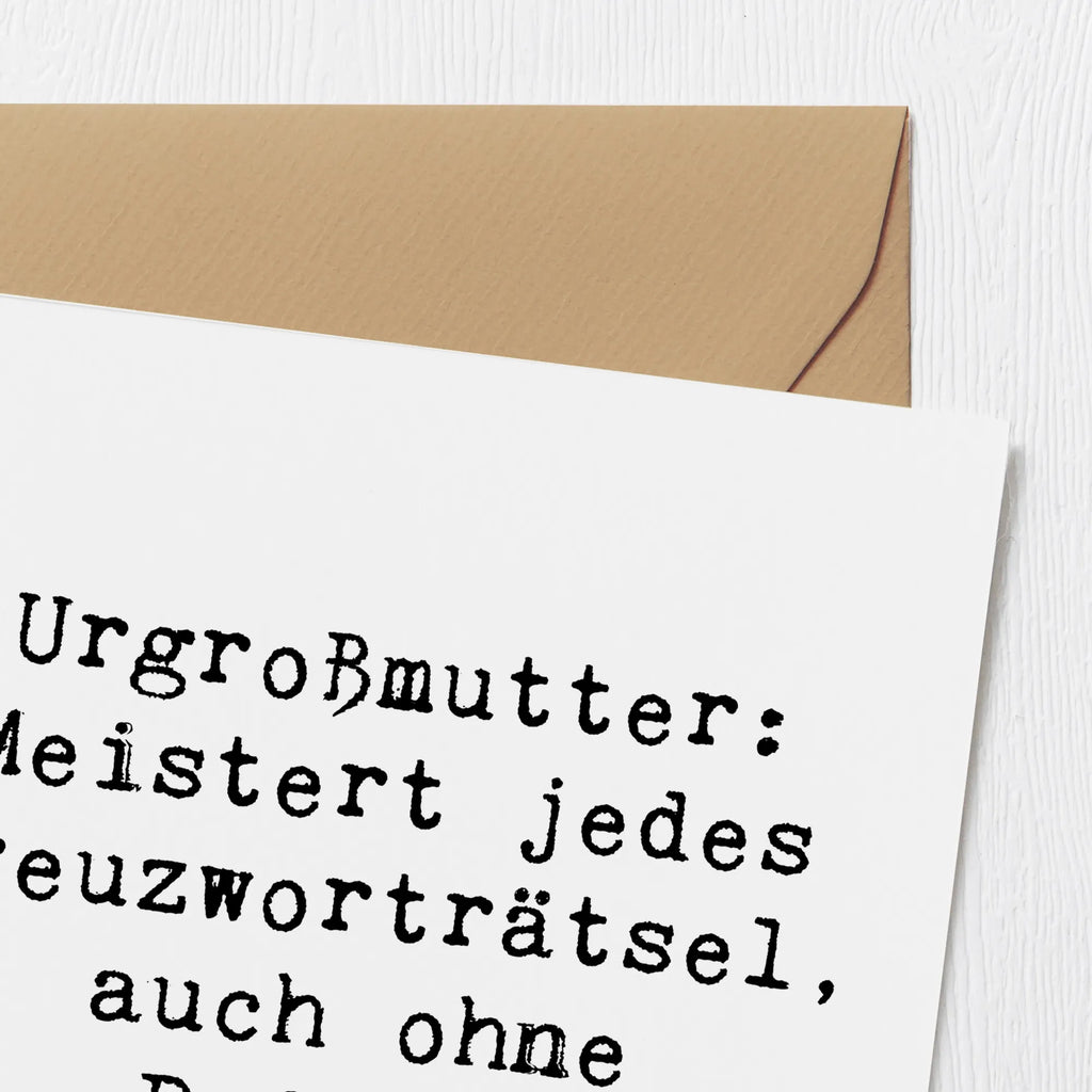 Deluxe Card Saying Urgroßmutter: Meistert jedes Kreuzworträtsel, auch ohne Brille! Klappkarte, Grußkarte, Geburtstagskarte, Glückwunschkarte, Karte, Hochwertige Klappkarte, Hochwertige Grußkarte, Hochzeitskarte, Einladungskarte, Familie, Vatertag, Muttertag, Bruder, Schwester, Mama, Papa, Oma, Opa