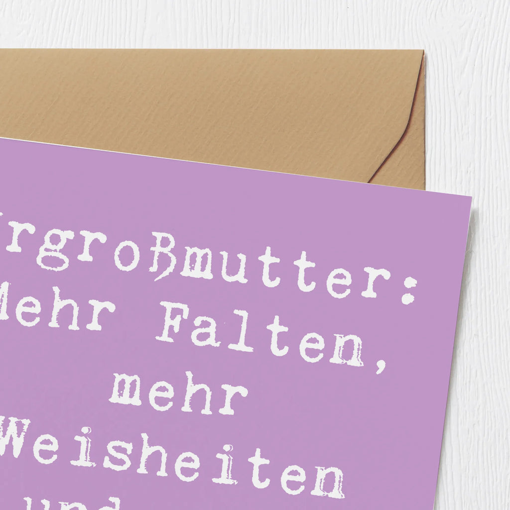 Deluxe Karte Spruch Urgroßmutter Weisheiten Geburtstagskarte, Klappkarte, Grußkarte, Einladungskarte, Hochwertige Klappkarte, Karte, Glückwunschkarte, Hochzeitskarte, Hochwertige Grußkarte, Familie, Vatertag, Muttertag, Bruder, Schwester, Mama, Papa, Oma, Opa