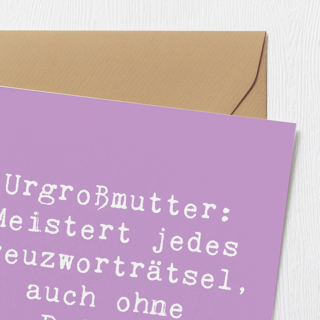 Deluxe Card Saying Urgroßmutter: Meistert jedes Kreuzworträtsel, auch ohne Brille! Klappkarte, Grußkarte, Geburtstagskarte, Glückwunschkarte, Karte, Hochwertige Klappkarte, Hochwertige Grußkarte, Hochzeitskarte, Einladungskarte, Familie, Vatertag, Muttertag, Bruder, Schwester, Mama, Papa, Oma, Opa