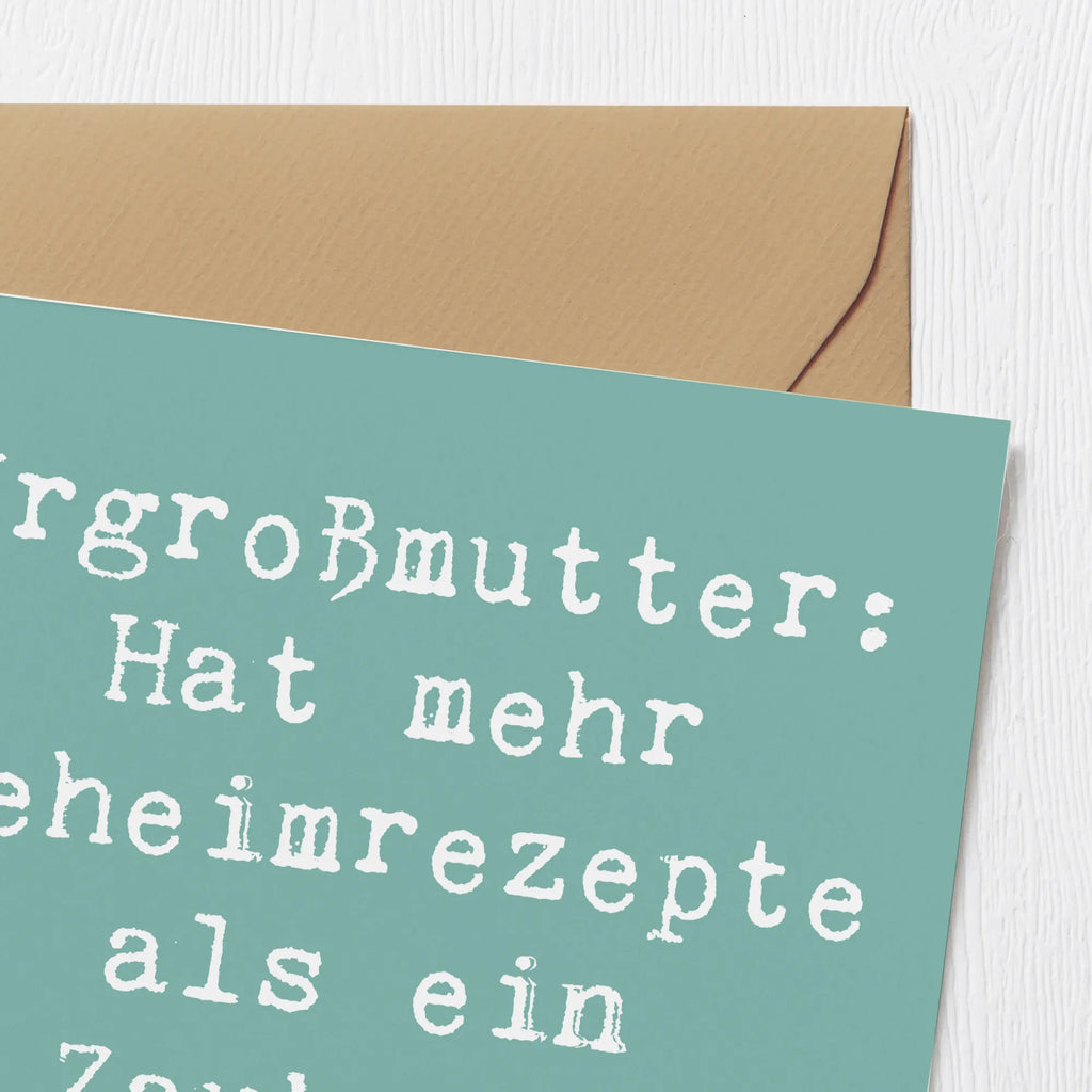 Deluxe Card Saying Urgroßmutter: Hat mehr Geheimrezepte als ein Zauberer Tricks! Hochwertige Klappkarte, Hochwertige Grußkarte, Hochzeitskarte, Einladungskarte, Klappkarte, Geburtstagskarte, Grußkarte, Glückwunschkarte, Karte, Familie, Vatertag, Muttertag, Bruder, Schwester, Mama, Papa, Oma, Opa