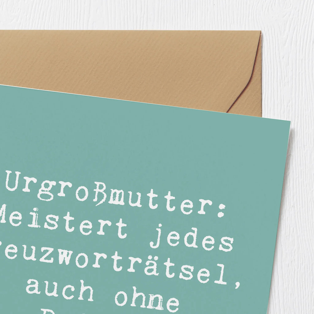 Deluxe Card Saying Urgroßmutter: Meistert jedes Kreuzworträtsel, auch ohne Brille! Klappkarte, Grußkarte, Geburtstagskarte, Glückwunschkarte, Karte, Hochwertige Klappkarte, Hochwertige Grußkarte, Hochzeitskarte, Einladungskarte, Familie, Vatertag, Muttertag, Bruder, Schwester, Mama, Papa, Oma, Opa