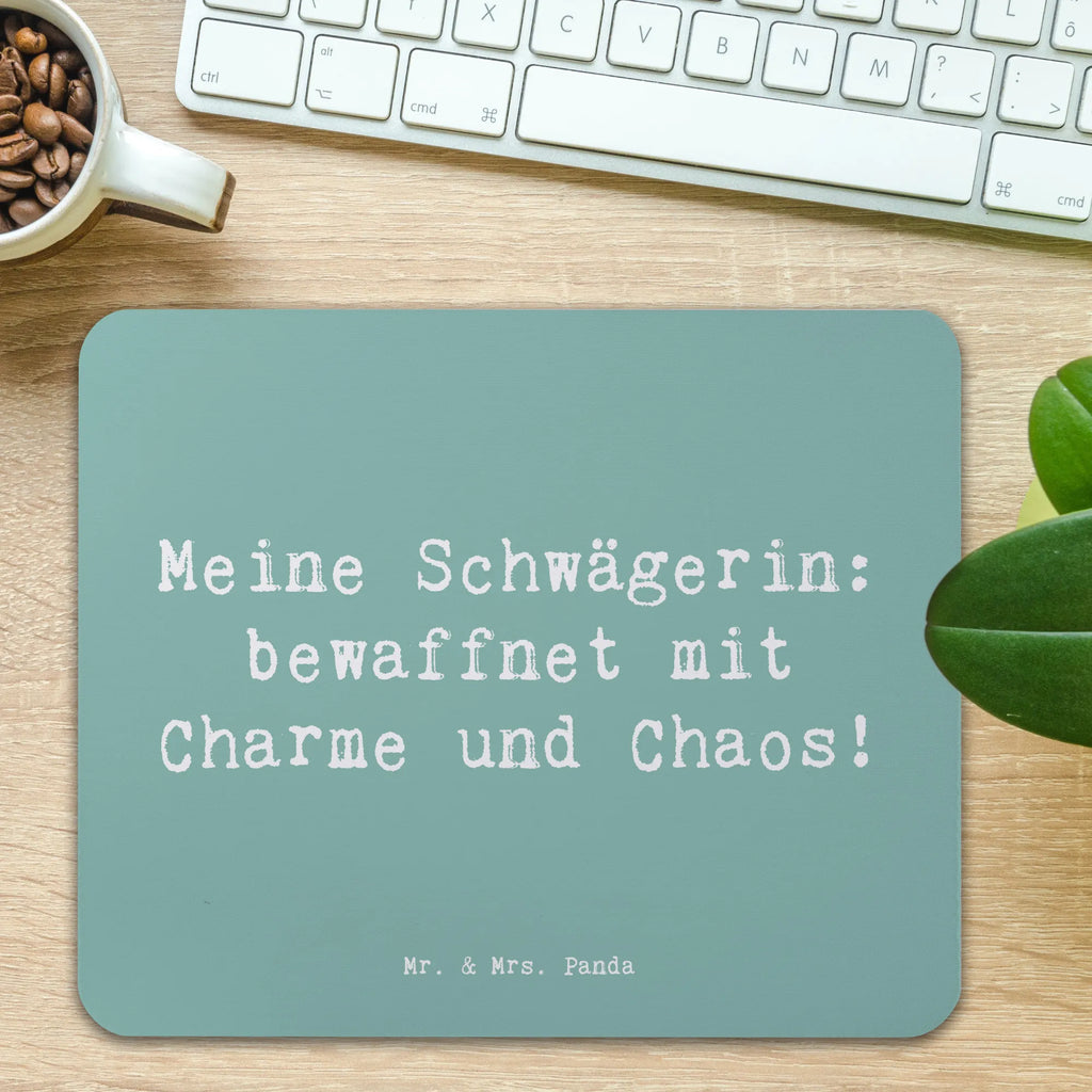Mouse mat Saying Meine Schwägerin: bewaffnet mit Charme und Chaos! Mousepad, Computer zubehör, Büroausstattung, PC Zubehör, Arbeitszimmer, Mauspad, Einzigartiges Mauspad, Designer Mauspad, Mausunterlage, Mauspad Büro, Familie, Vatertag, Muttertag, Bruder, Schwester, Mama, Papa, Oma, Opa