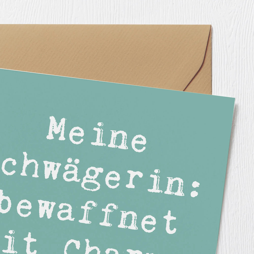 Deluxe Karte Spruch Schwägerin Charmant Chaos Glückwunschkarte, Hochwertige Klappkarte, Klappkarte, Geburtstagskarte, Hochwertige Grußkarte, Karte, Hochzeitskarte, Einladungskarte, Grußkarte, Familie, Vatertag, Muttertag, Bruder, Schwester, Mama, Papa, Oma, Opa