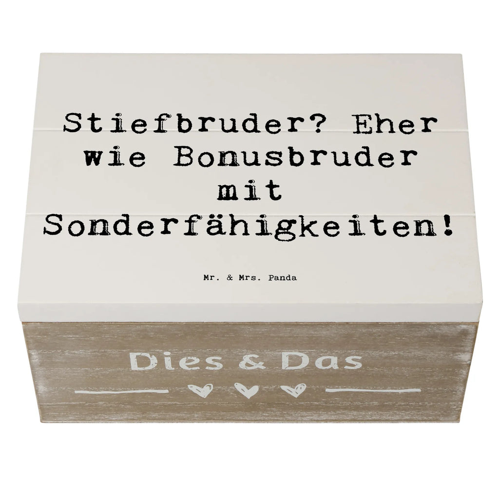 Holzkiste Spruch Stiefbruder Schatzkiste, XXL, Truhe, Kiste, Aufbewahrungsbox, Erinnerungsbox, Dekokiste, Holzkiste, Geschenkdose, Geschenkbox, Erinnerungskiste, Schatulle, Familie, Vatertag, Muttertag, Bruder, Schwester, Mama, Papa, Oma, Opa