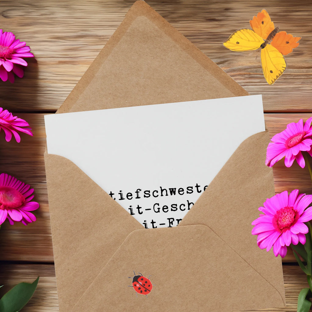 Deluxe Karte Spruch Stiefschwester Freundin Einladungskarte, Karte, Glückwunschkarte, Geburtstagskarte, Grußkarte, Hochzeitskarte, Hochwertige Klappkarte, Hochwertige Grußkarte, Klappkarte, Familie, Vatertag, Muttertag, Bruder, Schwester, Mama, Papa, Oma, Opa