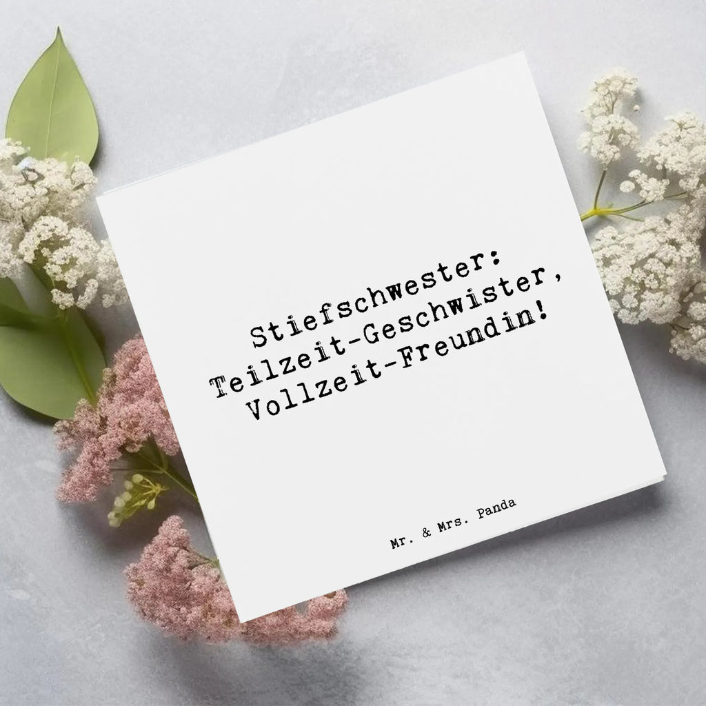 Deluxe Karte Spruch Stiefschwester Freundin Einladungskarte, Karte, Glückwunschkarte, Geburtstagskarte, Grußkarte, Hochzeitskarte, Hochwertige Klappkarte, Hochwertige Grußkarte, Klappkarte, Familie, Vatertag, Muttertag, Bruder, Schwester, Mama, Papa, Oma, Opa