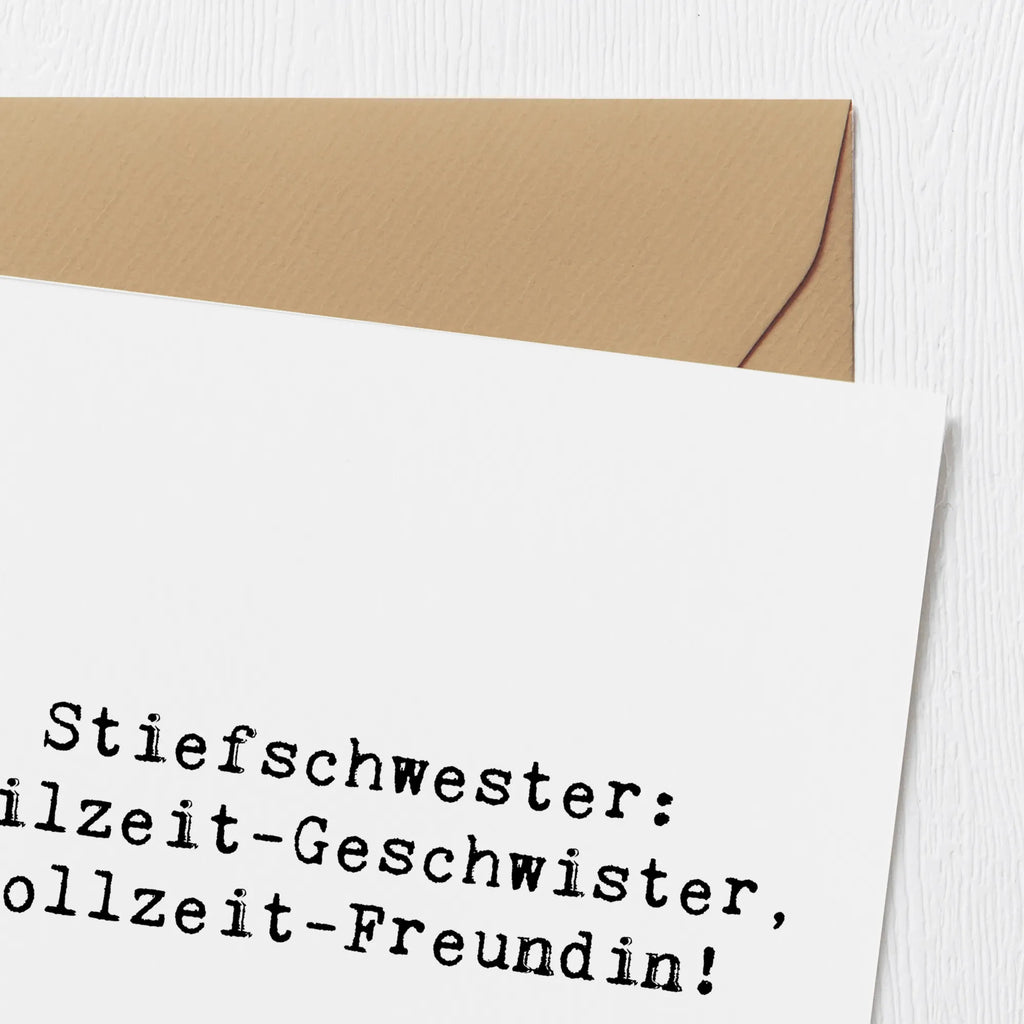Deluxe Karte Spruch Stiefschwester Freundin Einladungskarte, Karte, Glückwunschkarte, Geburtstagskarte, Grußkarte, Hochzeitskarte, Hochwertige Klappkarte, Hochwertige Grußkarte, Klappkarte, Familie, Vatertag, Muttertag, Bruder, Schwester, Mama, Papa, Oma, Opa
