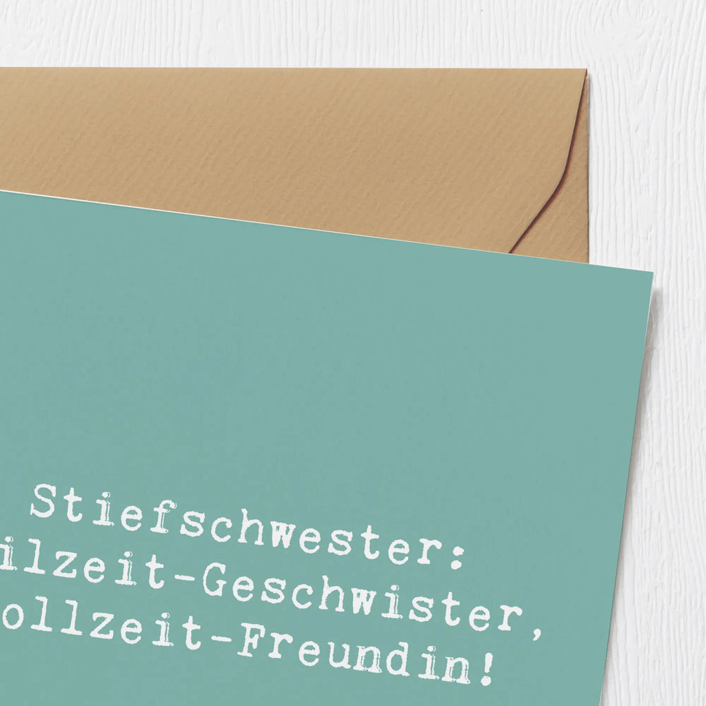 Deluxe Karte Spruch Stiefschwester Freundin Einladungskarte, Karte, Glückwunschkarte, Geburtstagskarte, Grußkarte, Hochzeitskarte, Hochwertige Klappkarte, Hochwertige Grußkarte, Klappkarte, Familie, Vatertag, Muttertag, Bruder, Schwester, Mama, Papa, Oma, Opa