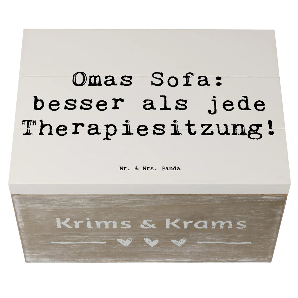 Holzkiste Spruch Omas Sofa: besser als jede Therapiesitzung! Geschenkbox, Erinnerungsbox, Geschenkdose, Truhe, Aufbewahrungsbox, Schatulle, Schatzkiste, Dekokiste, Holzkiste, Erinnerungskiste, XXL, Kiste, Familie, Vatertag, Muttertag, Bruder, Schwester, Mama, Papa, Oma, Opa