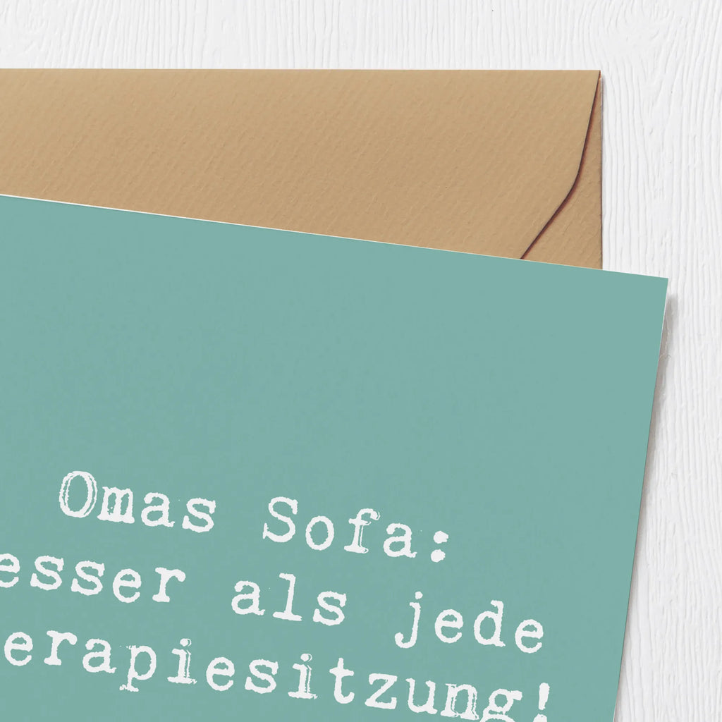 Deluxe Card Saying Omas Sofa: besser als jede Therapiesitzung! Karte, Glückwunschkarte, Einladungskarte, Klappkarte, Hochwertige Klappkarte, Hochzeitskarte, Grußkarte, Geburtstagskarte, Hochwertige Grußkarte, Familie, Vatertag, Muttertag, Bruder, Schwester, Mama, Papa, Oma, Opa