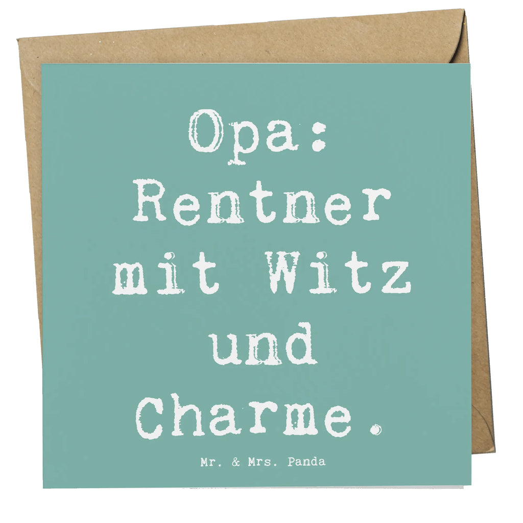 Deluxe Card Saying Opa: Rentner mit Witz und Charme. Hochwertige Klappkarte, Einladungskarte, Geburtstagskarte, Karte, Hochwertige Grußkarte, Klappkarte, Glückwunschkarte, Hochzeitskarte, Grußkarte, Familie, Vatertag, Muttertag, Bruder, Schwester, Mama, Papa, Oma, Opa