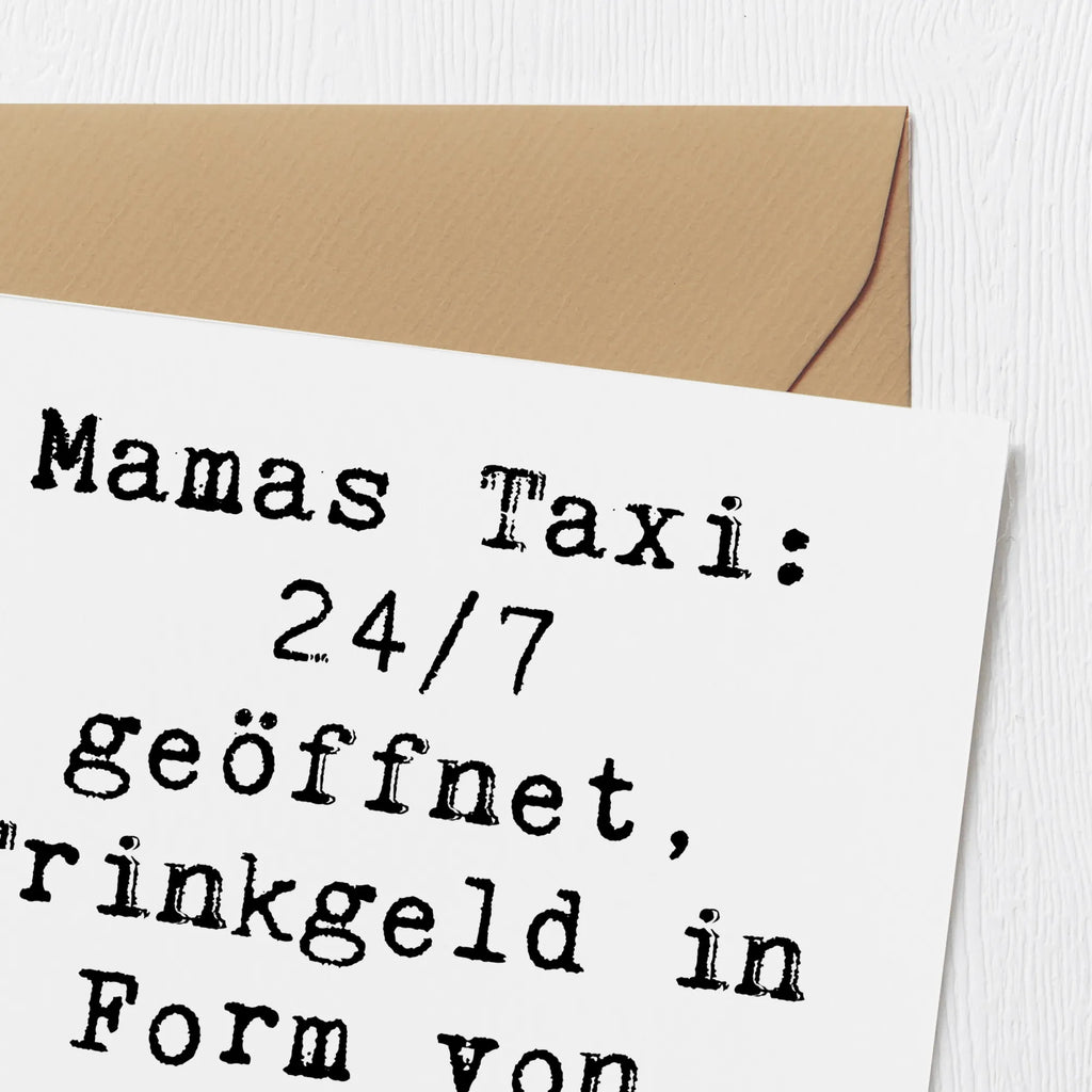 Deluxe Karte Spruch Mamas Taxi Geburtstagskarte, Hochwertige Grußkarte, Glückwunschkarte, Karte, Hochwertige Klappkarte, Einladungskarte, Hochzeitskarte, Grußkarte, Klappkarte, Familie, Vatertag, Muttertag, Bruder, Schwester, Mama, Papa, Oma, Opa