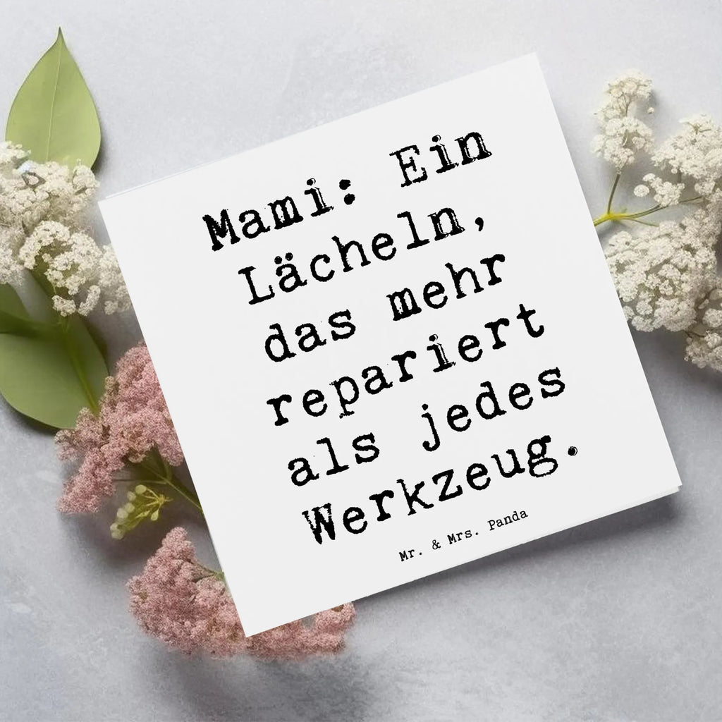 Deluxe Karte Spruch Mami Lächeln Klappkarte, Hochwertige Grußkarte, Karte, Hochzeitskarte, Geburtstagskarte, Einladungskarte, Hochwertige Klappkarte, Grußkarte, Glückwunschkarte, Familie, Vatertag, Muttertag, Bruder, Schwester, Mama, Papa, Oma, Opa