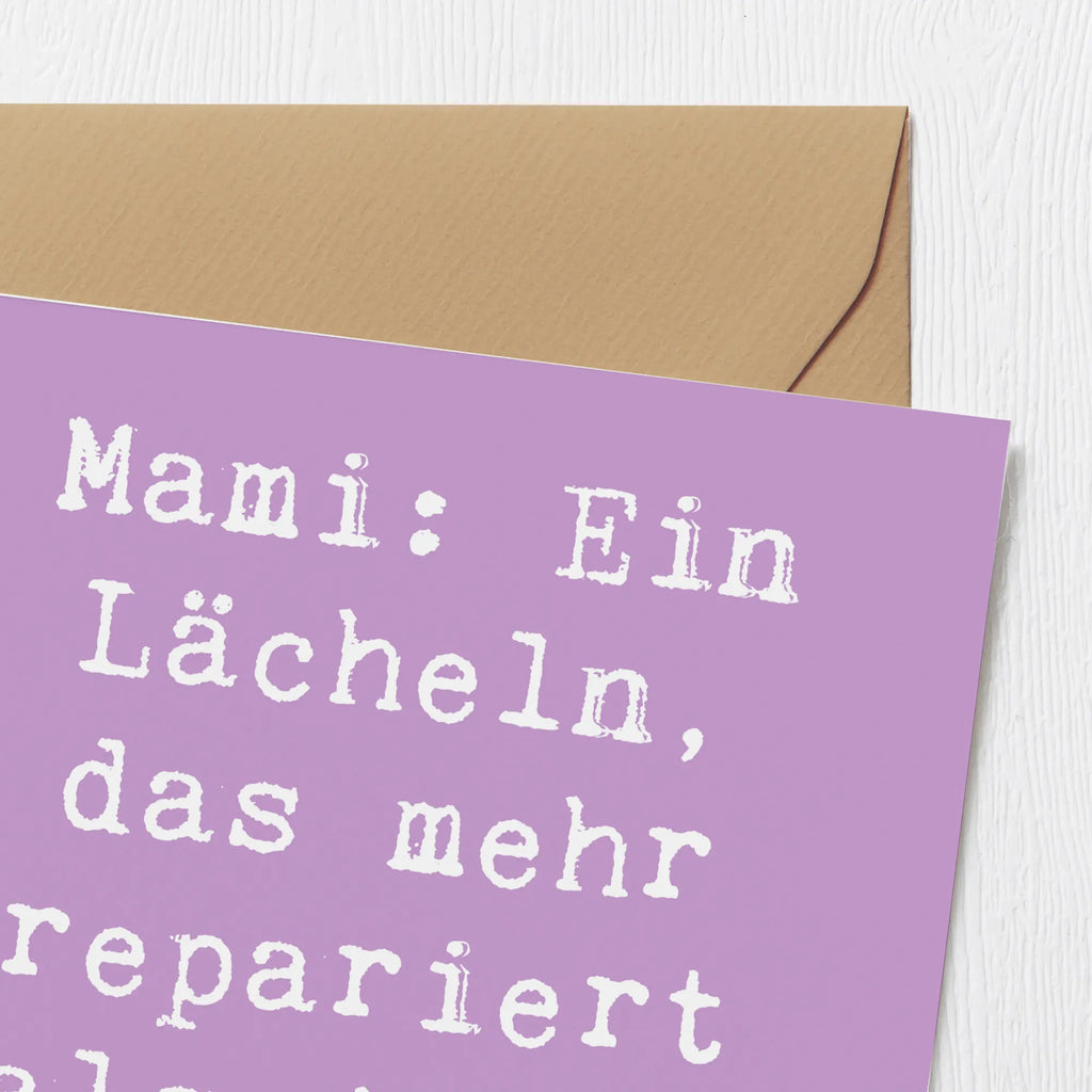 Deluxe Karte Spruch Mami Lächeln Klappkarte, Hochwertige Grußkarte, Karte, Hochzeitskarte, Geburtstagskarte, Einladungskarte, Hochwertige Klappkarte, Grußkarte, Glückwunschkarte, Familie, Vatertag, Muttertag, Bruder, Schwester, Mama, Papa, Oma, Opa