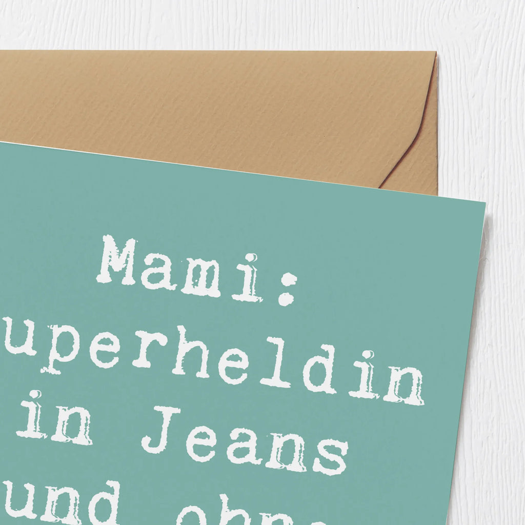 Deluxe Karte Spruch Mami Superheldin Einladungskarte, Hochzeitskarte, Geburtstagskarte, Grußkarte, Karte, Hochwertige Grußkarte, Klappkarte, Glückwunschkarte, Hochwertige Klappkarte, Familie, Vatertag, Muttertag, Bruder, Schwester, Mama, Papa, Oma, Opa