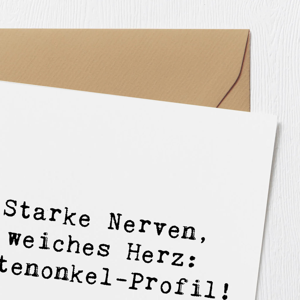 Deluxe Card Saying Starke Nerven, weiches Herz: Patenonkel-Profil! Karte, Hochzeitskarte, Geburtstagskarte, Hochwertige Grußkarte, Grußkarte, Einladungskarte, Hochwertige Klappkarte, Klappkarte, Glückwunschkarte, Familie, Vatertag, Muttertag, Bruder, Schwester, Mama, Papa, Oma, Opa