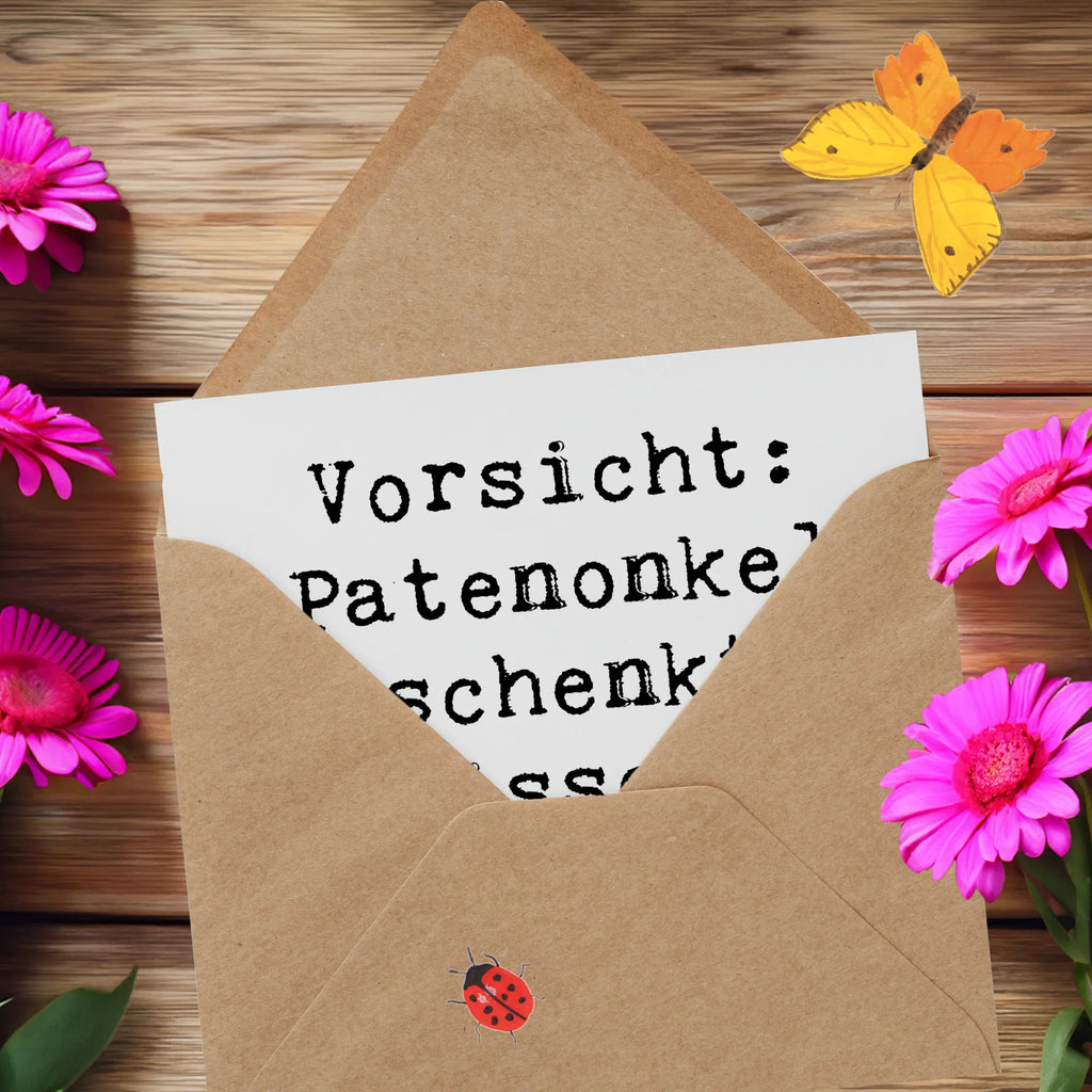 Deluxe Card Saying Vorsicht: Patenonkel schenkt Wissen, Spaß und Unsinn! Karte, Geburtstagskarte, Glückwunschkarte, Einladungskarte, Grußkarte, Hochwertige Grußkarte, Klappkarte, Hochzeitskarte, Hochwertige Klappkarte, Familie, Vatertag, Muttertag, Bruder, Schwester, Mama, Papa, Oma, Opa
