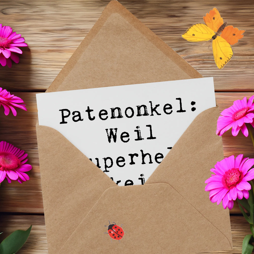 Deluxe Card Saying Patenonkel: Weil Superheld kein offizieller Beruf ist! Hochwertige Klappkarte, Karte, Geburtstagskarte, Grußkarte, Hochwertige Grußkarte, Einladungskarte, Klappkarte, Glückwunschkarte, Hochzeitskarte, Familie, Vatertag, Muttertag, Bruder, Schwester, Mama, Papa, Oma, Opa
