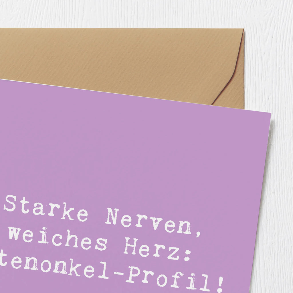 Deluxe Card Saying Starke Nerven, weiches Herz: Patenonkel-Profil! Karte, Hochzeitskarte, Geburtstagskarte, Hochwertige Grußkarte, Grußkarte, Einladungskarte, Hochwertige Klappkarte, Klappkarte, Glückwunschkarte, Familie, Vatertag, Muttertag, Bruder, Schwester, Mama, Papa, Oma, Opa
