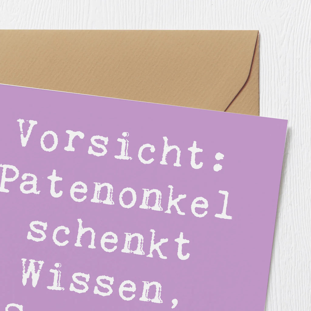 Deluxe Card Saying Vorsicht: Patenonkel schenkt Wissen, Spaß und Unsinn! Karte, Geburtstagskarte, Glückwunschkarte, Einladungskarte, Grußkarte, Hochwertige Grußkarte, Klappkarte, Hochzeitskarte, Hochwertige Klappkarte, Familie, Vatertag, Muttertag, Bruder, Schwester, Mama, Papa, Oma, Opa